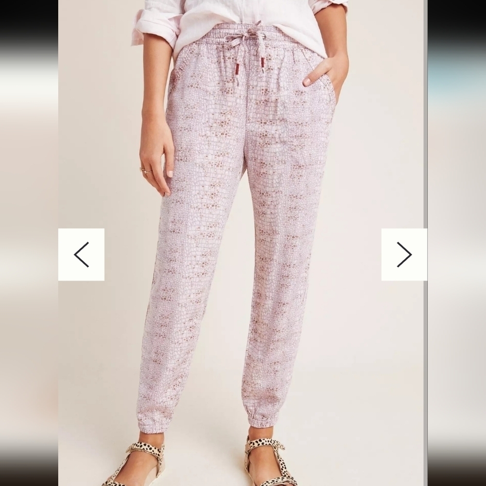 by Anthropologie Orana Snake Print Drawstring Pants sz L OB1016701